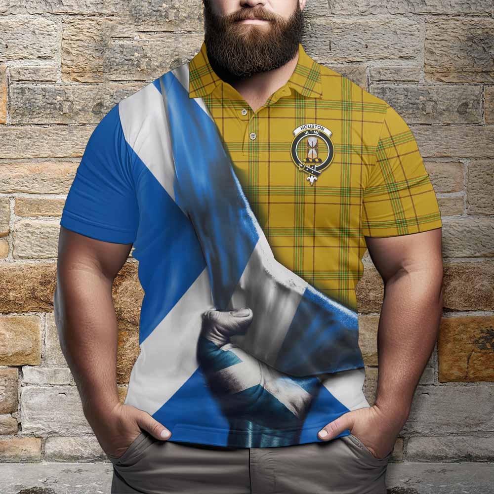 Tartan Vibes Clothing Houston Tartan Polo Shirt with Family Crest Scotland Patriotic Style