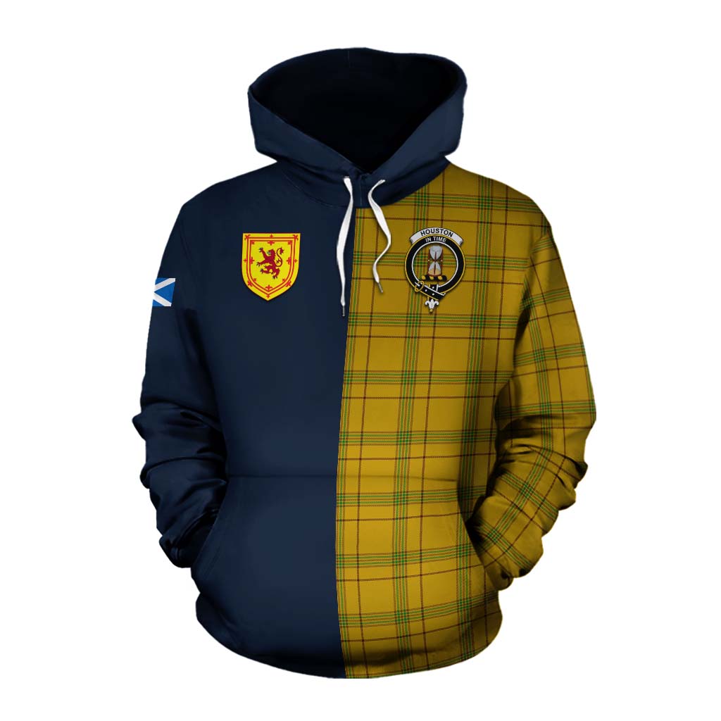 Tartan Vibes Clothing Houston Tartan Cotton Hoodie Alba with Scottish Lion Royal Arm Half Style