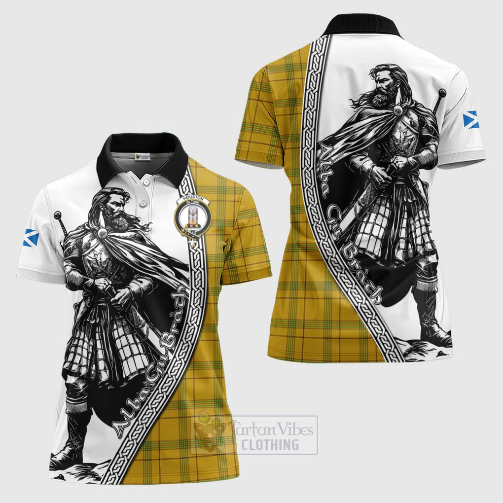 Tartan Vibes Clothing Houston Tartan Clan Crest Women's Polo Shirt with Highlander Warrior Celtic Style