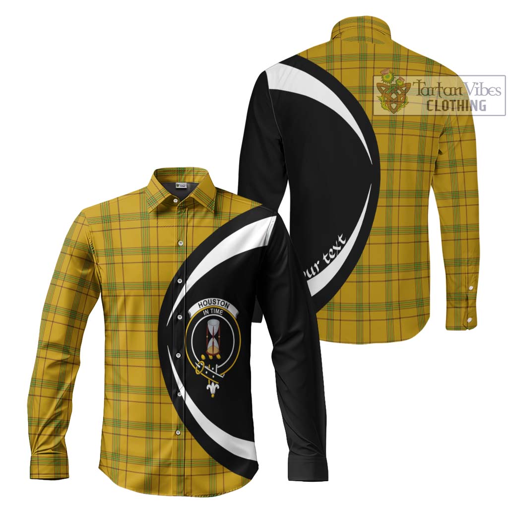 Houston Tartan Long Sleeve Button Up with Family Crest Circle Style Men's Shirt S - Tartan Vibes Clothing