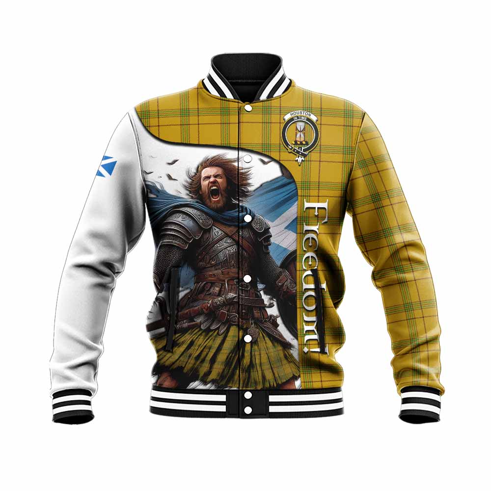 Tartan Vibes Clothing Houston Crest Tartan Baseball Jacket Inspired by the Freedom of Scottish Warrior