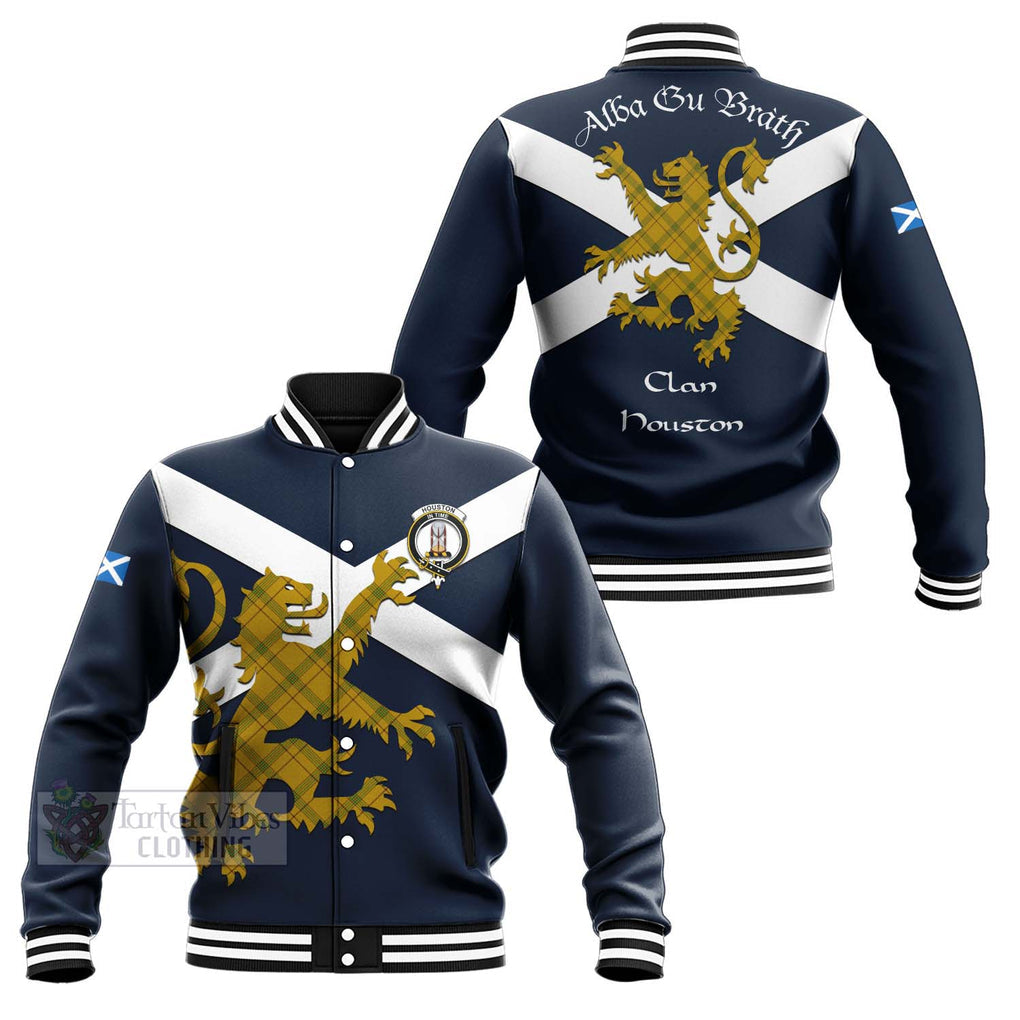 Tartan Vibes Clothing Houston Tartan Lion Rampant Baseball Jacket – Proudly Display Your Heritage with Alba Gu Brath and Clan Name