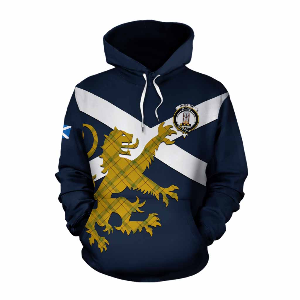 Tartan Vibes Clothing Houston Tartan Lion Rampant Cotton Hoodie Proudly Display Your Heritage with Alba Gu Brath and Clan Name