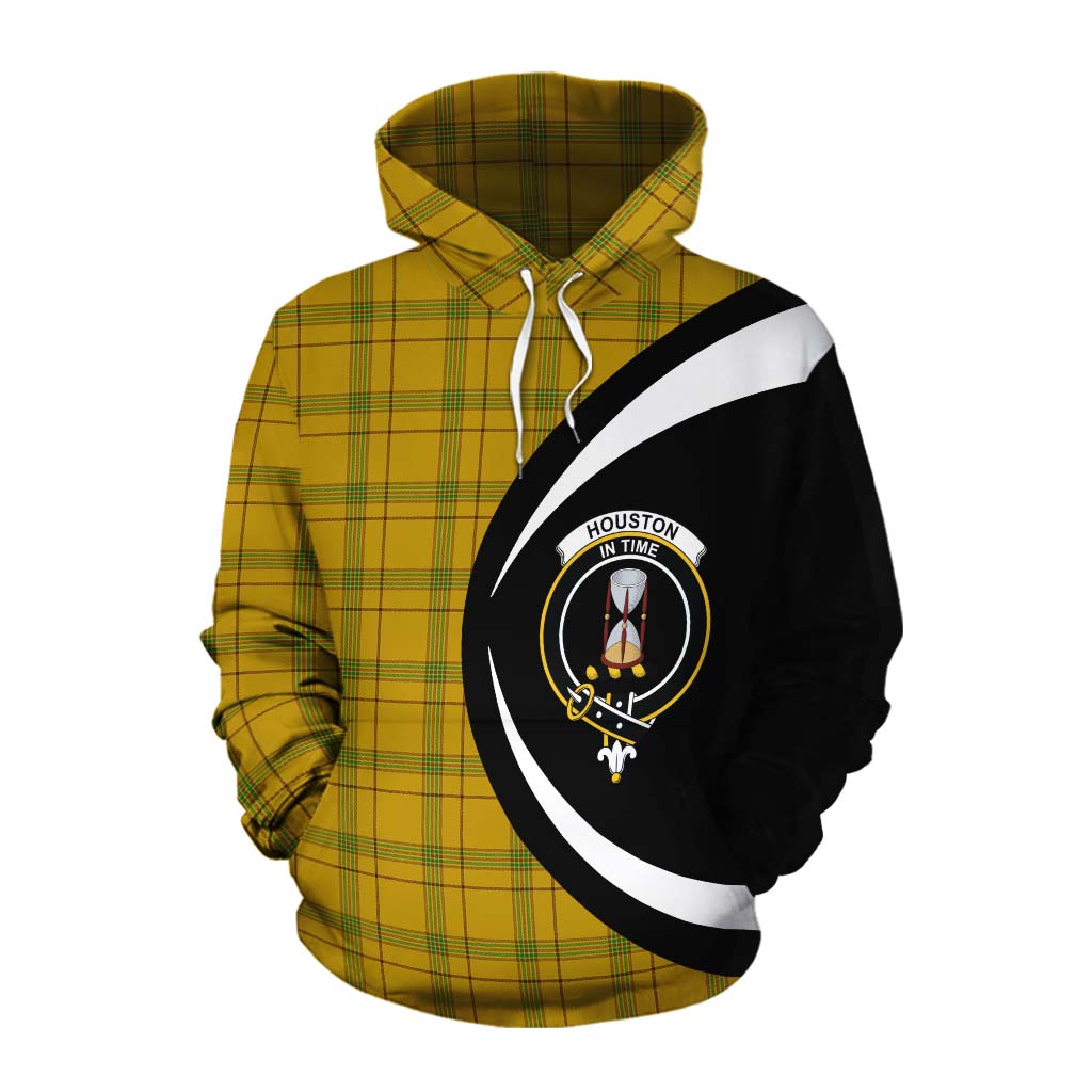 Tartan Vibes Clothing Houston Tartan Cotton Hoodie with Family Crest Circle Style