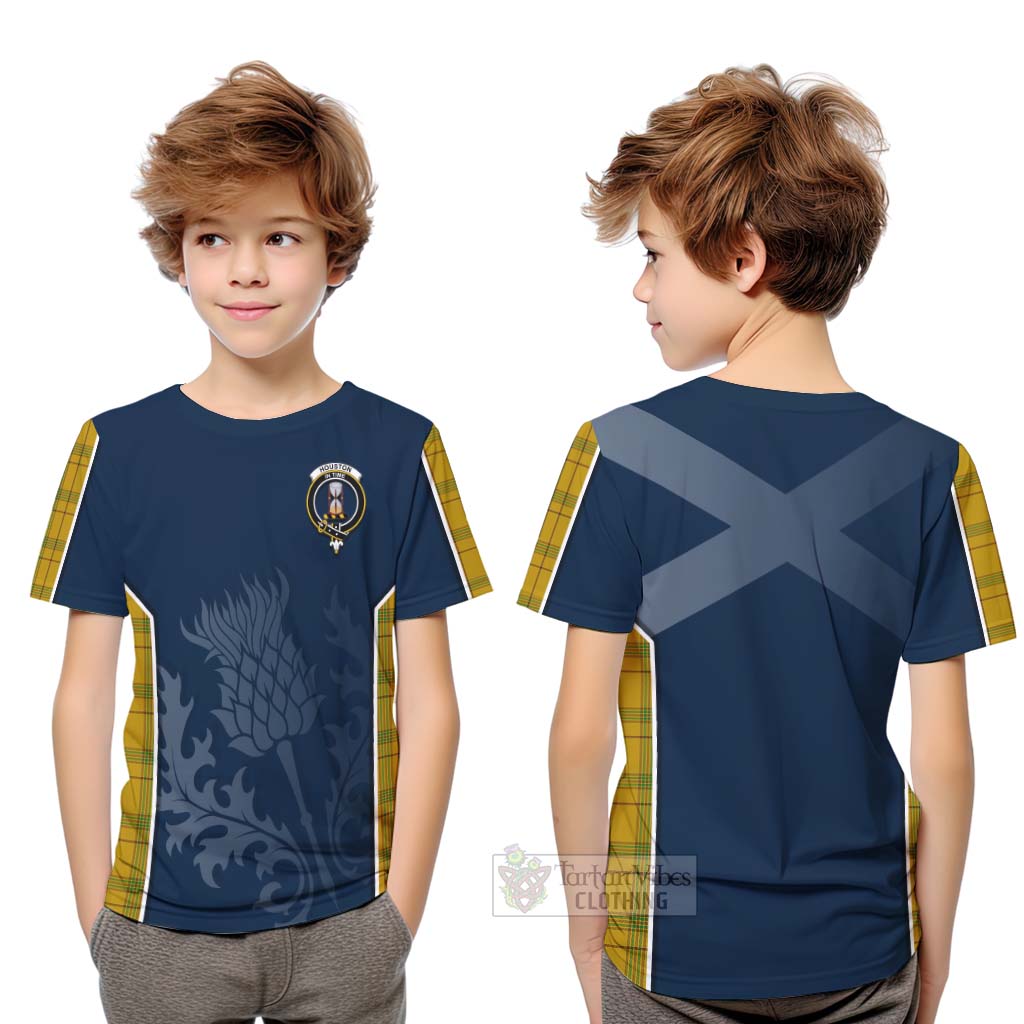 Tartan Vibes Clothing Houston Tartan Kid T-Shirt with Family Crest and Scottish Thistle Vibes Sport Style