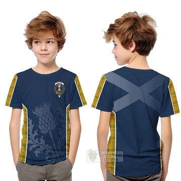 Houston Tartan Kid T-Shirt with Family Crest and Scottish Thistle Vibes Sport Style