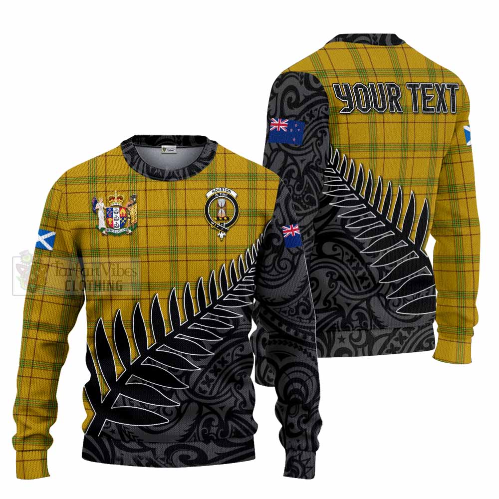 Tartan Vibes Clothing Houston Crest Tartan Knitted Sweater with New Zealand Silver Fern Half Style