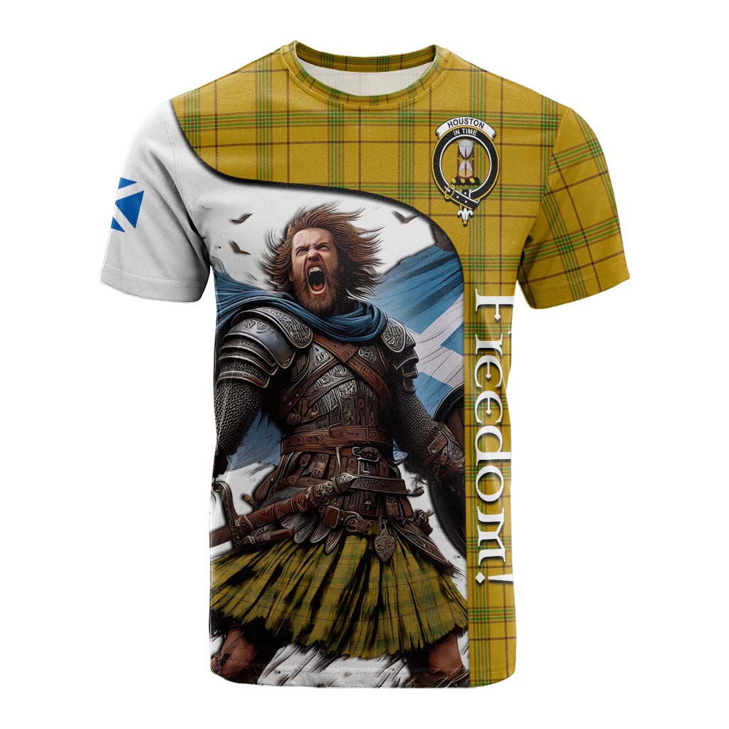 Tartan Vibes Clothing Houston Crest Tartan Cotton T-shirt Inspired by the Freedom of Scottish Warrior