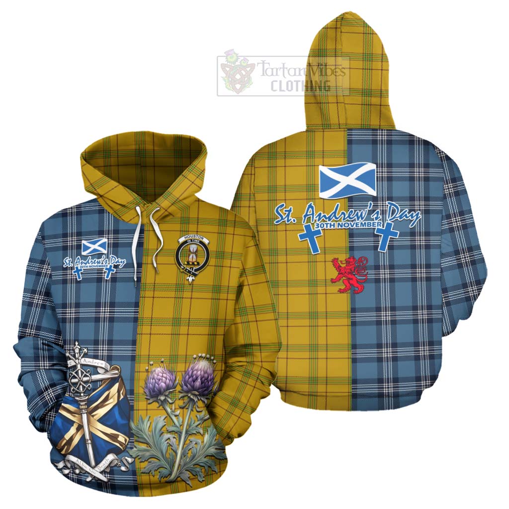 Tartan Vibes Clothing Houston Tartan Hoodie Happy St. Andrew's Day Half Tartan Style