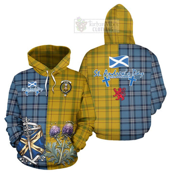 Houston Tartan Hoodie Happy St. Andrew's Day Half Tartan Style