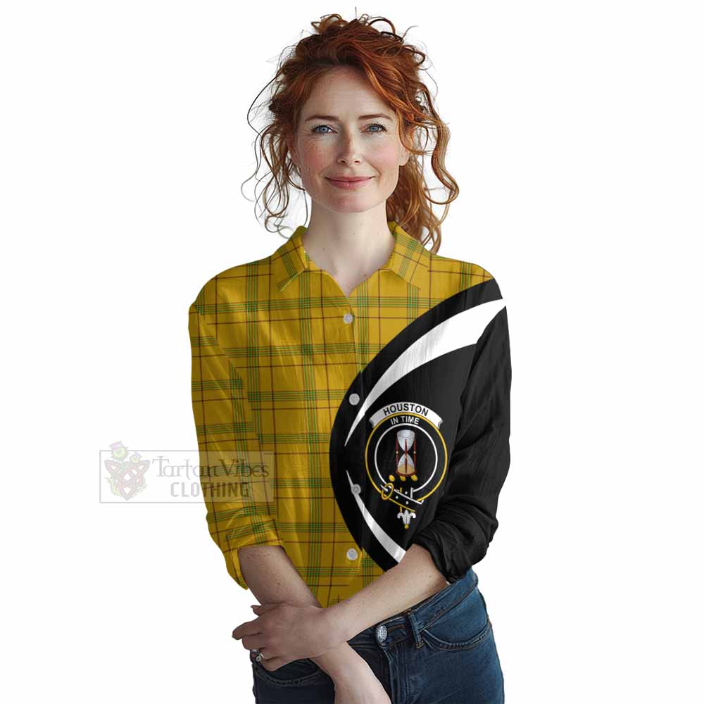 Tartan Vibes Clothing Houston Tartan Women's Casual Shirt with Family Crest Circle Style