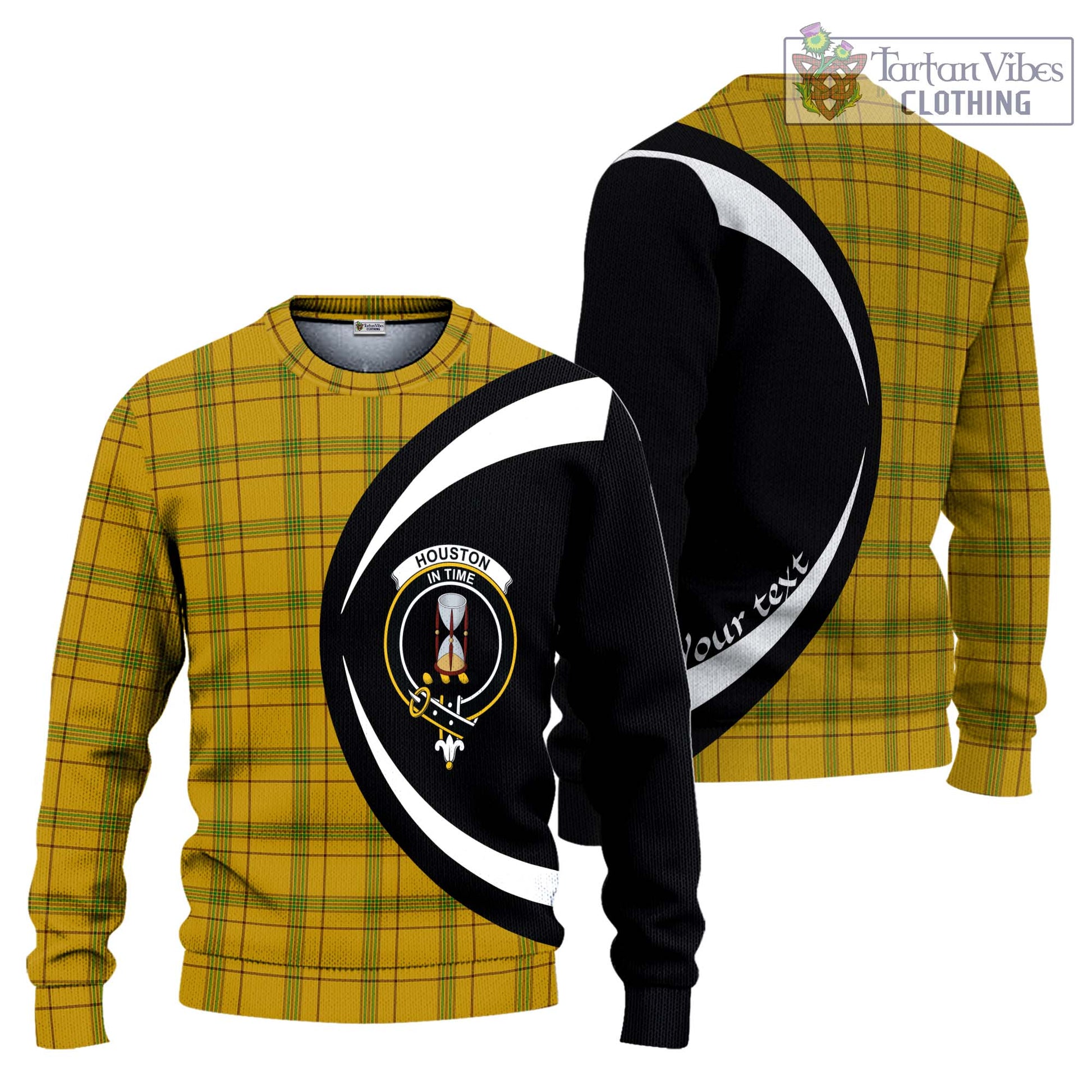 Houston Tartan Ugly Sweater with Family Crest Circle Style Unisex - Tartan Vibes Clothing