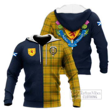 Houston Tartan Knitted Hoodie Alba with Scottish Lion Royal Arm Half Style