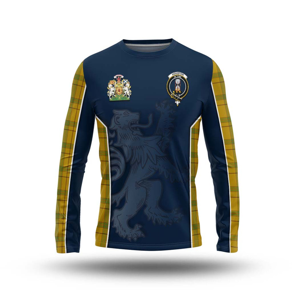 Houston Tartan Long Sleeve T-Shirt with Family Crest and Lion Rampant Vibes Sport Style Unisex - Tartan Vibes Clothing