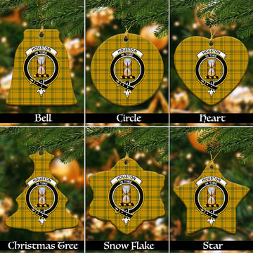 Houston Tartan Christmas Ceramic Ornaments with Family Crest