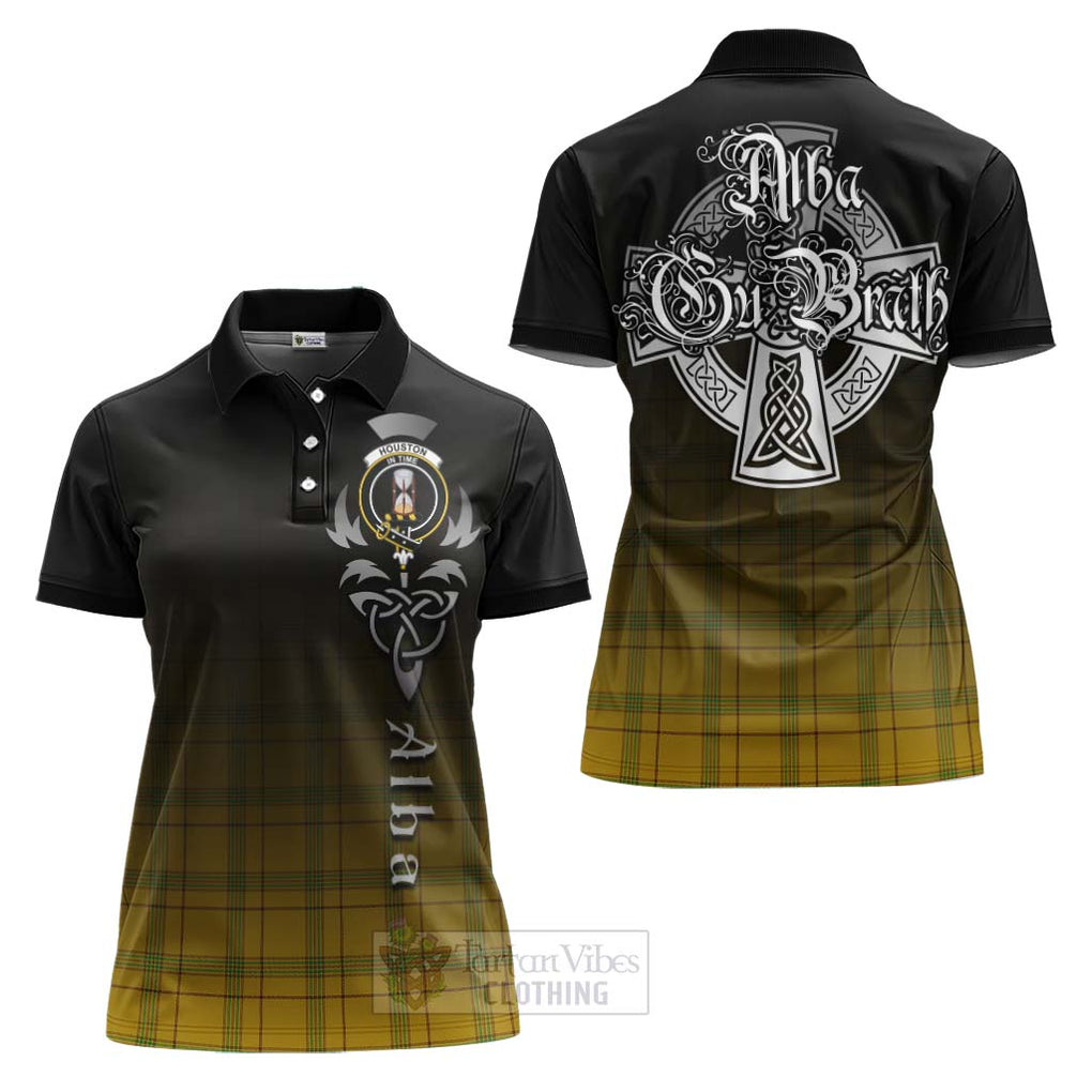 Tartan Vibes Clothing Houston Tartan Women's Polo Shirt Featuring Alba Gu Brath Family Crest Celtic Inspired