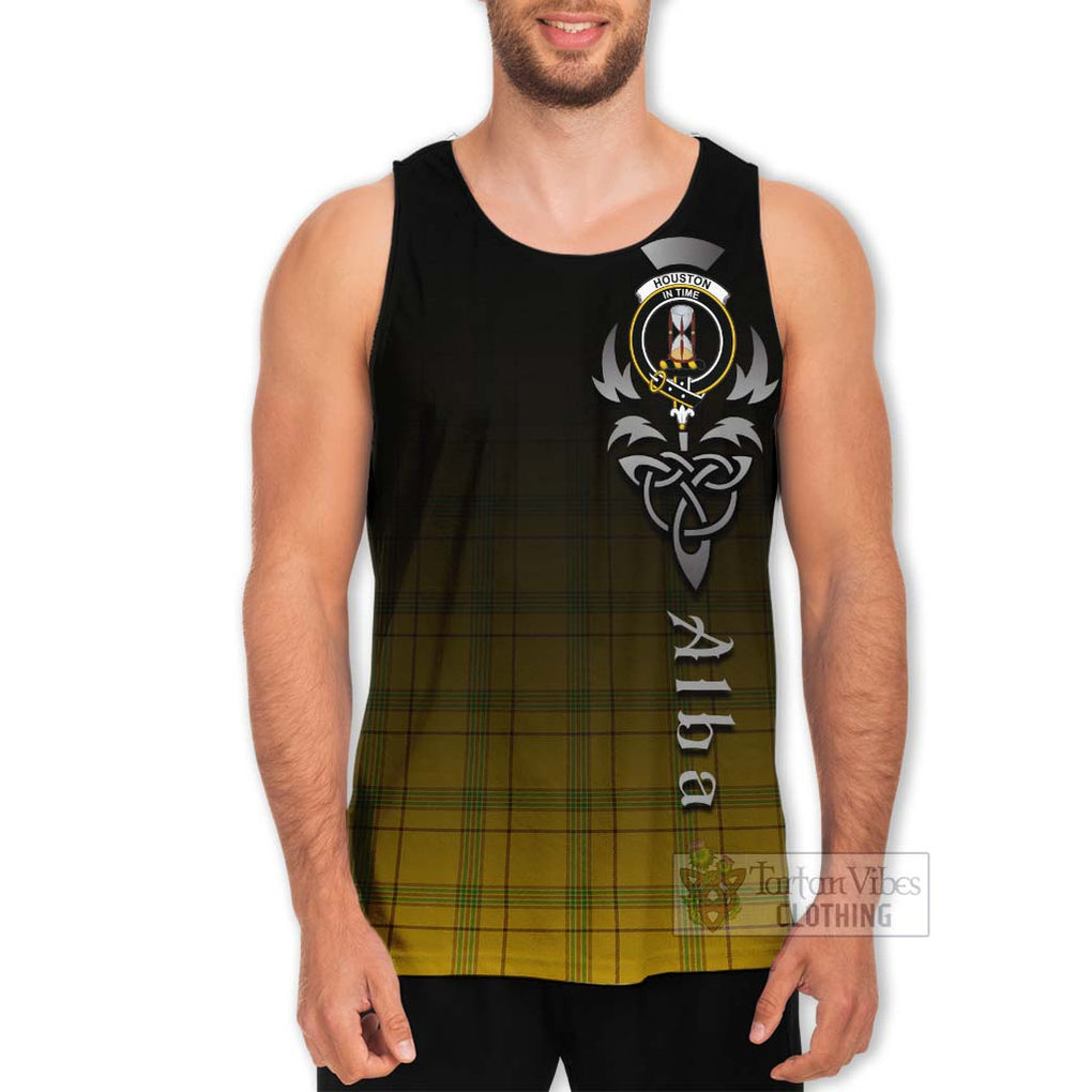 Tartan Vibes Clothing Houston Tartan Men's Tank Top Featuring Alba Gu Brath Family Crest Celtic Inspired