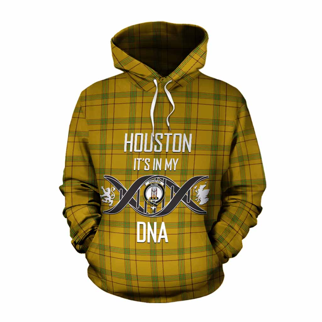 Tartan Vibes Clothing Houston Tartan Cotton Hoodie with Family Crest DNA In Me Style