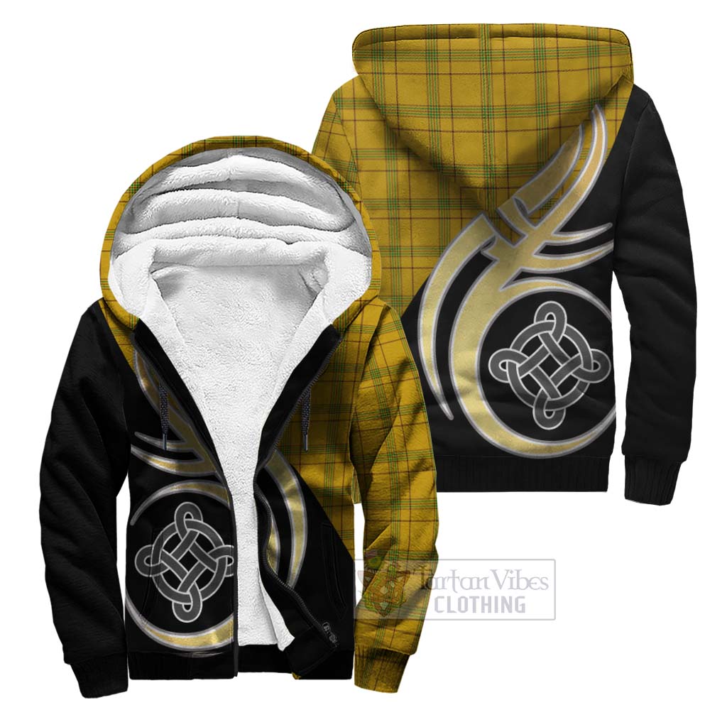 Houston Tartan Sherpa Hoodie with Family Crest and Celtic Symbol Style Unisex S - Tartan Vibes Clothing