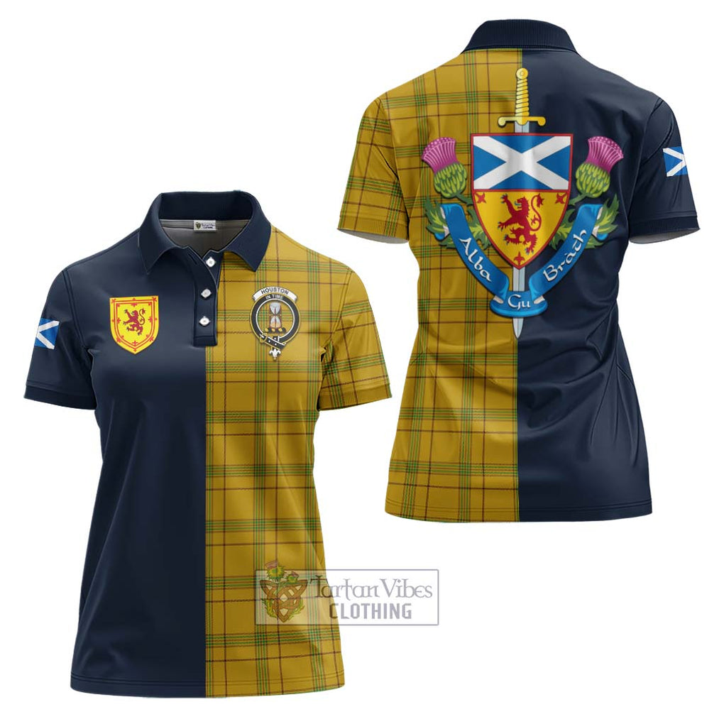 Tartan Vibes Clothing Houston Tartan Women's Polo Shirt with Scottish Lion Royal Arm Half Style