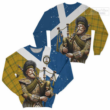 Houston Tartan Sweatshirt with Family Crest Scottish Bagpiper Vibes