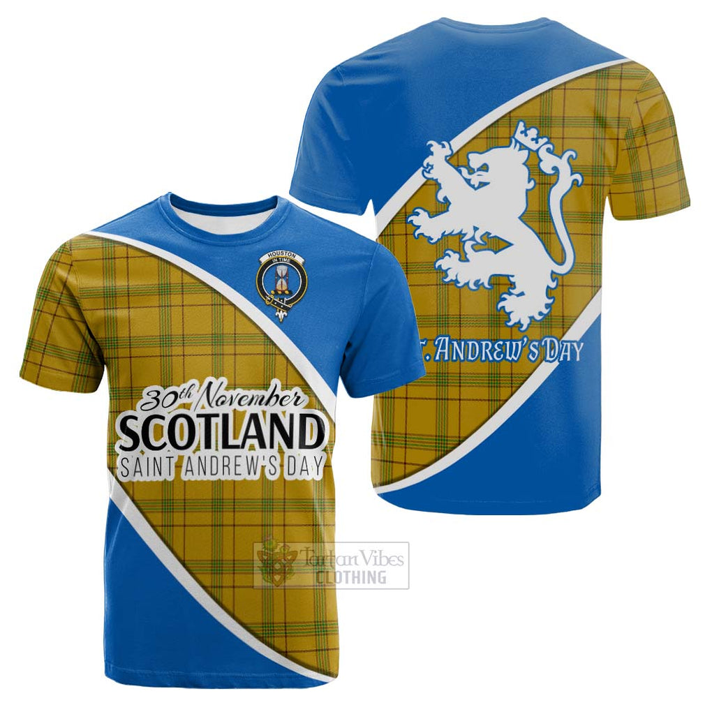 Tartan Vibes Clothing Houston Family Crest Tartan Cotton T-shirt Celebrate Saint Andrew's Day in Style