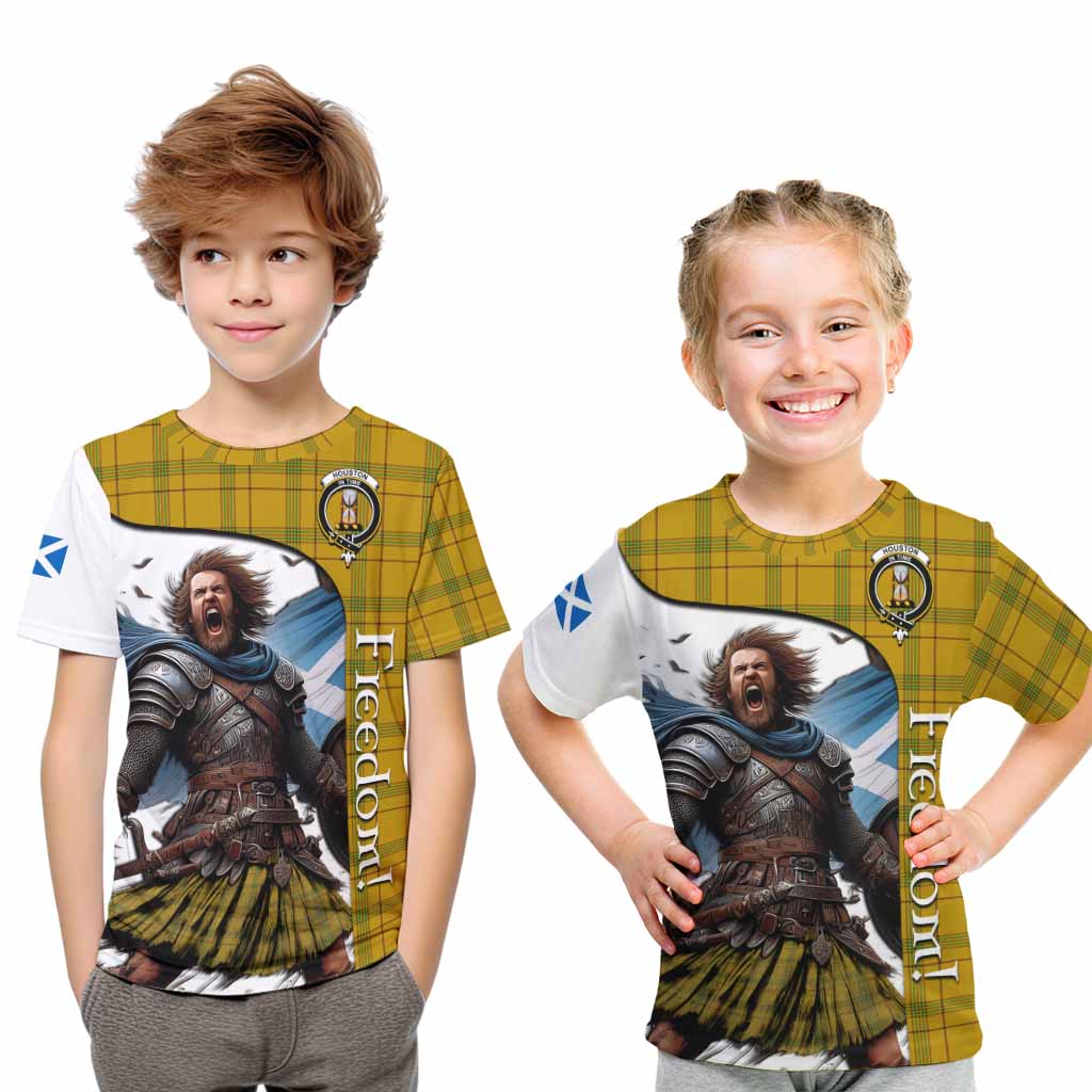 Tartan Vibes Clothing Houston Crest Tartan Kid T-Shirt Inspired by the Freedom of Scottish Warrior