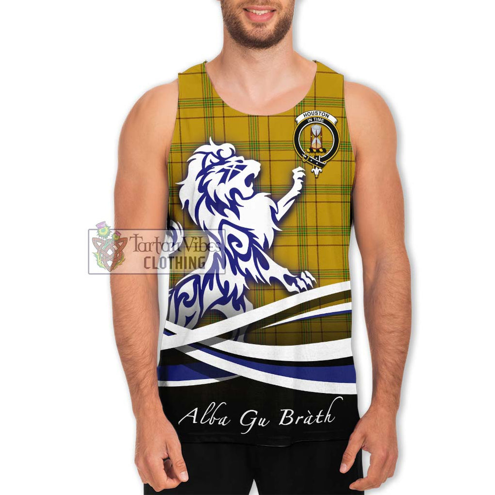 Houston Tartan Men's Tank Top with Alba Gu Brath Regal Lion Emblem Men - Tartanvibesclothing Shop