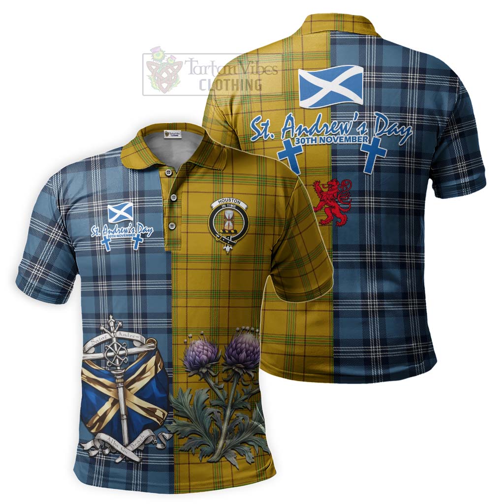 Tartan Vibes Clothing Houston Tartan Polo Shirt Happy St. Andrew's Day Half Tartan Style