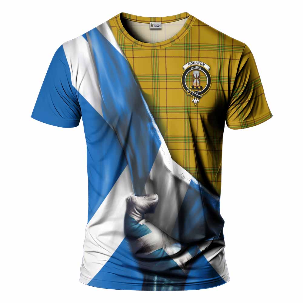 Tartan Vibes Clothing Houston Tartan T-Shirt with Family Crest Scotland Patriotic Style