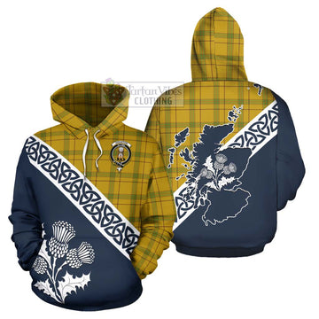 Houston Tartan Hoodie Featuring Thistle and Scotland Map