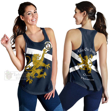 Houston Tartan Lion Rampant Women's Racerback Tanks  Proudly Display Your Heritage with Alba Gu Brath and Clan Name