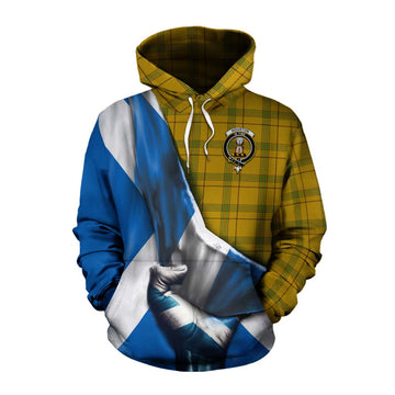 Houston Tartan Cotton Hoodie with Family Crest Scotland Patriotic Style