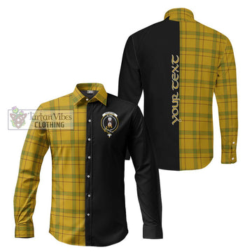 Houston Tartan Long Sleeve Button Shirt with Family Crest and Half Of Me Style