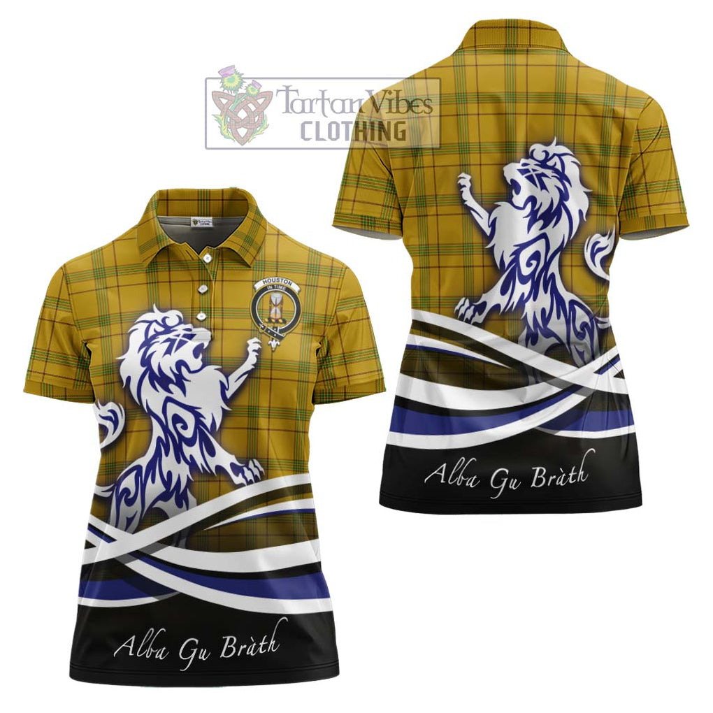 Houston Tartan Women's Polo Shirt with Alba Gu Brath Regal Lion Emblem Women - Tartanvibesclothing Shop