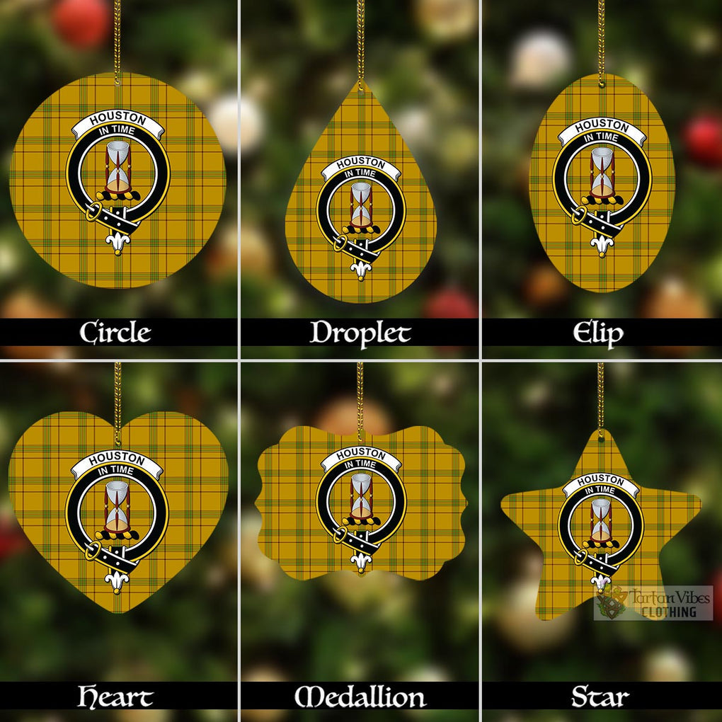 Tartan Vibes Clothing Houston Tartan Christmas Aluminium Ornament with Family Crest