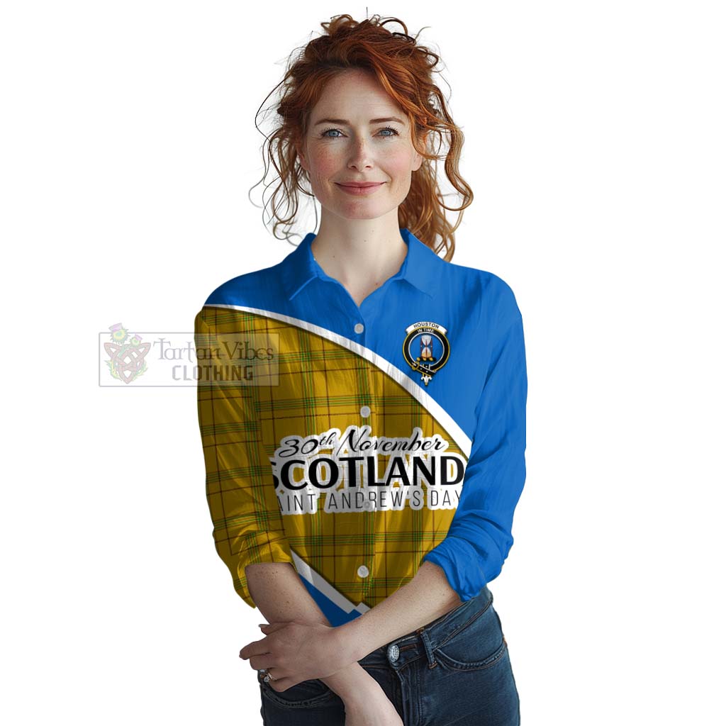 Tartan Vibes Clothing Houston Family Crest Tartan Women's Casual Shirt Celebrate Saint Andrew's Day in Style