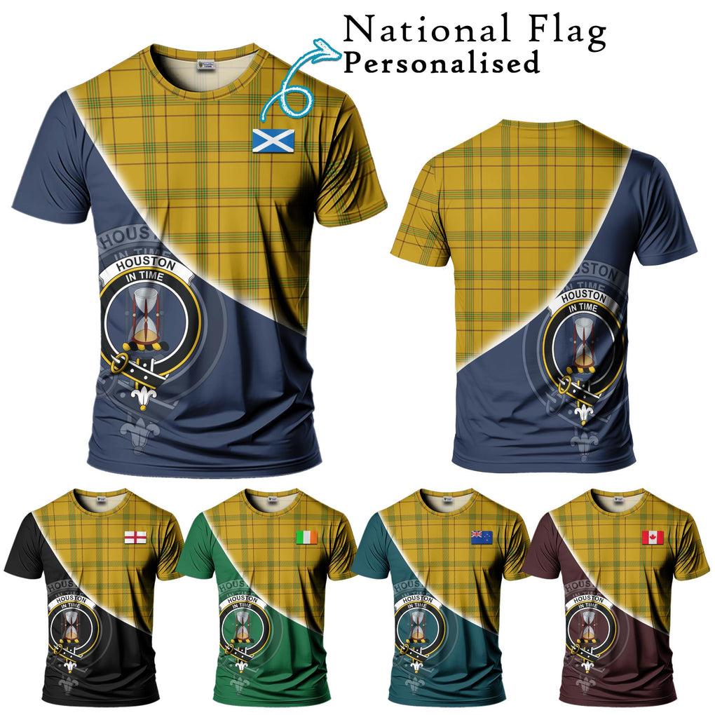 Houston Tartan T-Shirt with Personalised National Flag and Family Crest Half Style Kid's Shirt - Tartanvibesclothing Shop