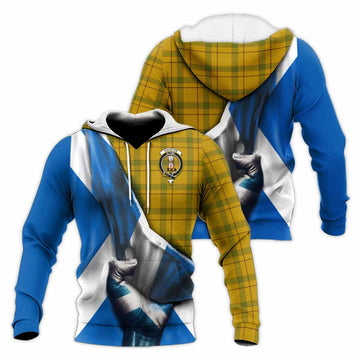 Houston Tartan Knitted Hoodie with Family Crest Scotland Patriotic Style