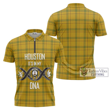 Houston Tartan Zipper Polo Shirt with Family Crest DNA In Me Style