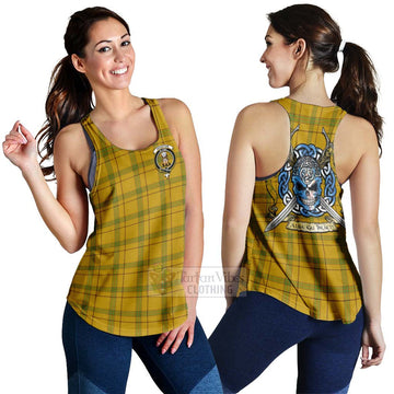 Houston Tartan Women's Racerback Tanks with Family Crest Celtic Skull Style