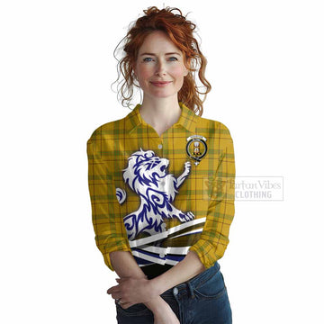 Houston Tartan Women's Casual Shirt with Alba Gu Brath Regal Lion Emblem