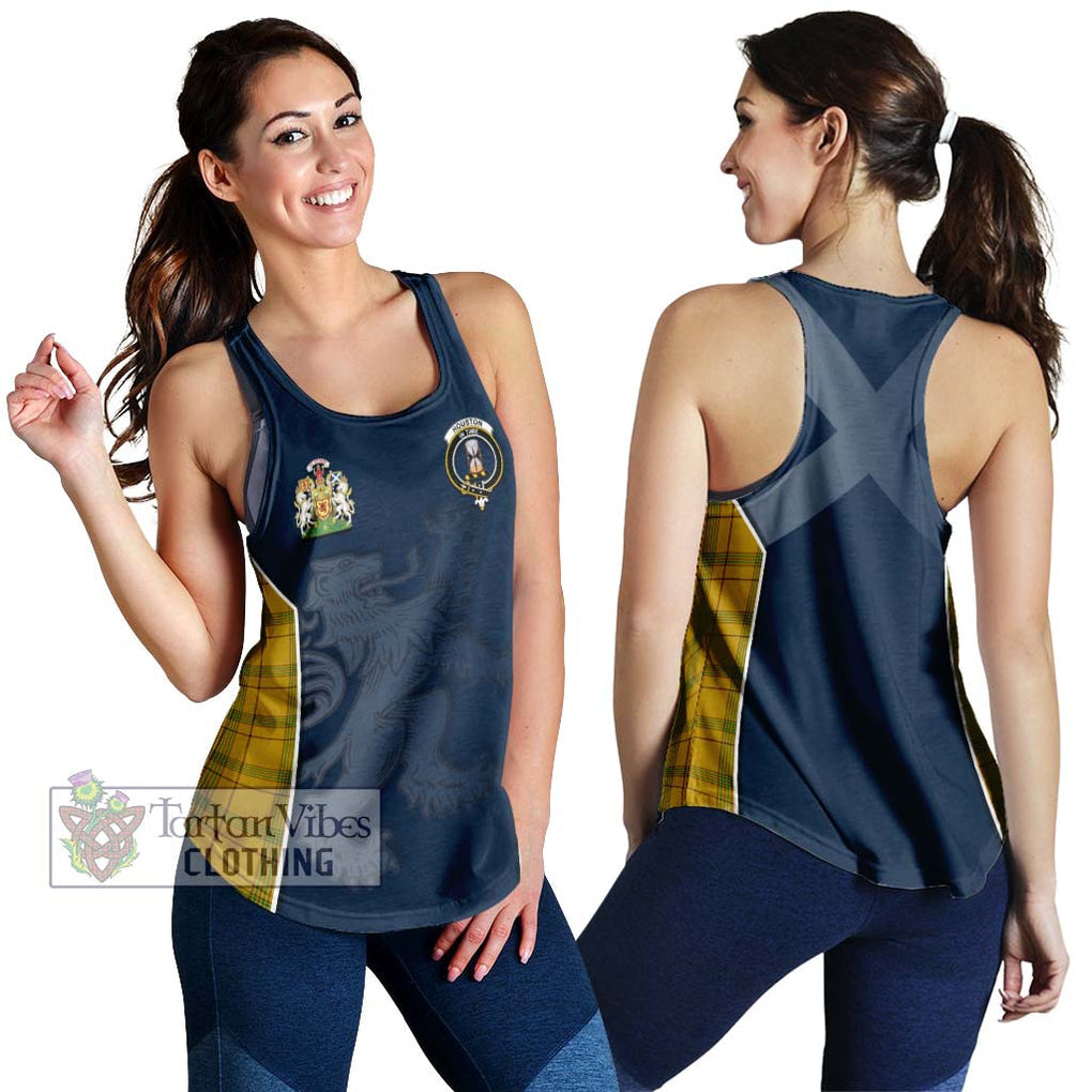 Houston Tartan Women's Racerback Tanks with Family Crest and Lion Rampant Vibes Sport Style 4XL - Tartan Vibes Clothing