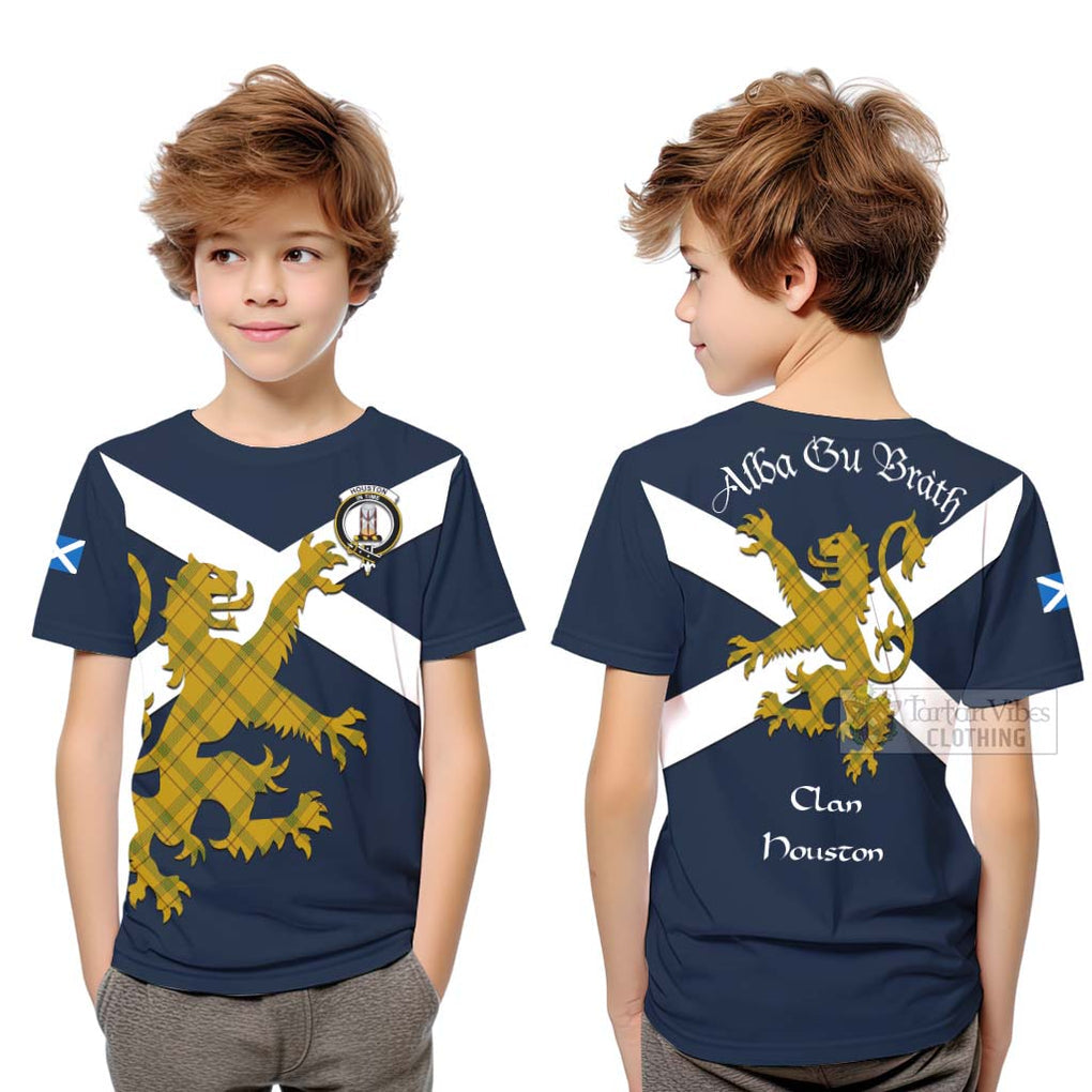 Tartan Vibes Clothing Houston Tartan Lion Rampant Kid T-Shirt – Proudly Display Your Heritage with Alba Gu Brath and Clan Name