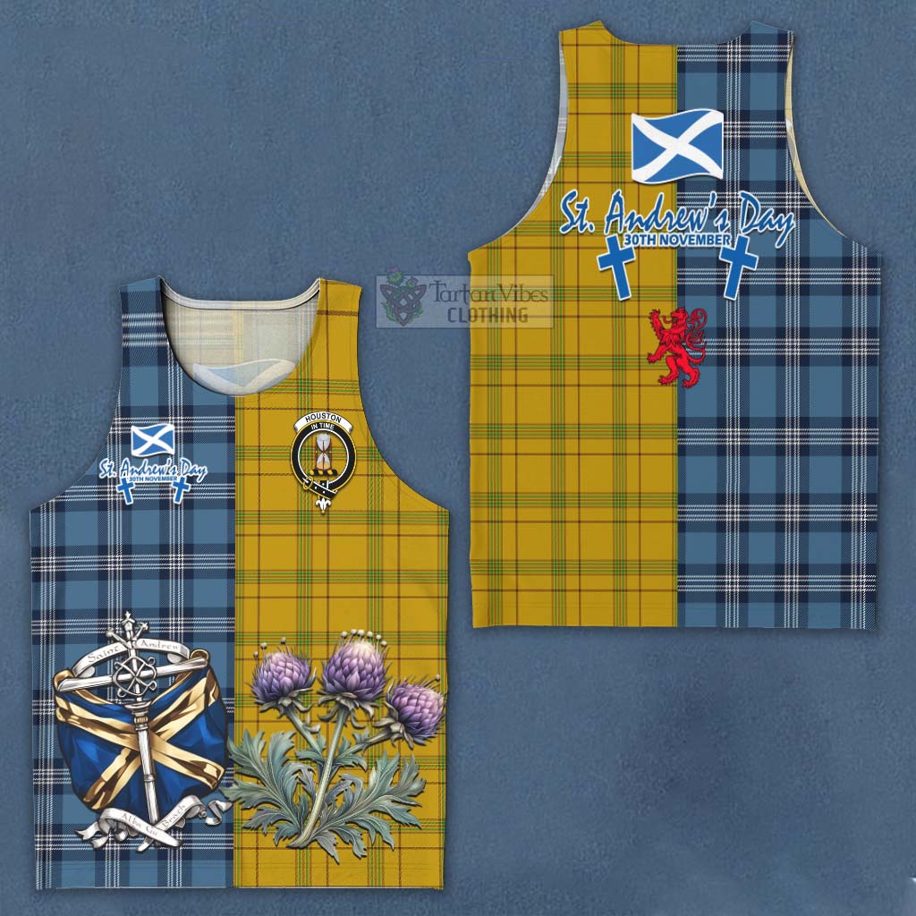 Tartan Vibes Clothing Houston Tartan Men's Tank Top Happy St. Andrew's Day Half Tartan Style