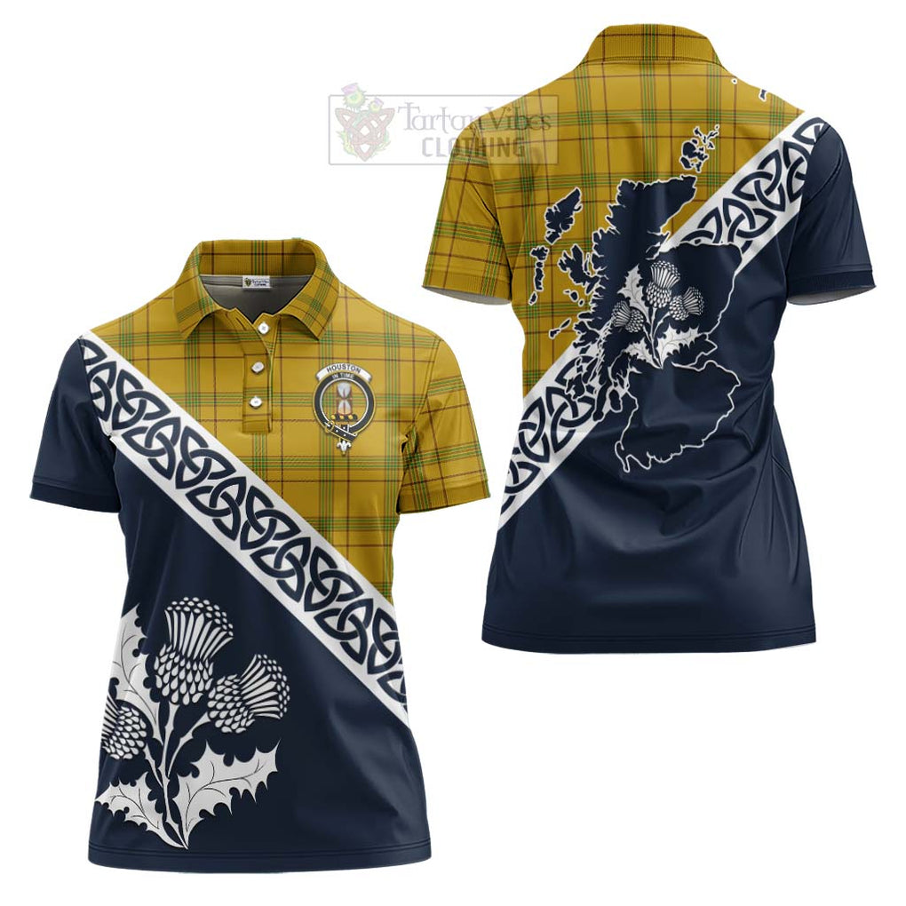 Tartan Vibes Clothing Houston Tartan Women's Polo Shirt Featuring Thistle and Scotland Map