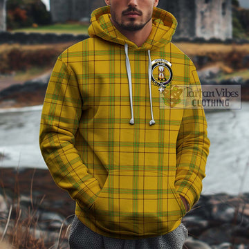 Houston Tartan Cotton Hoodie with Family Crest