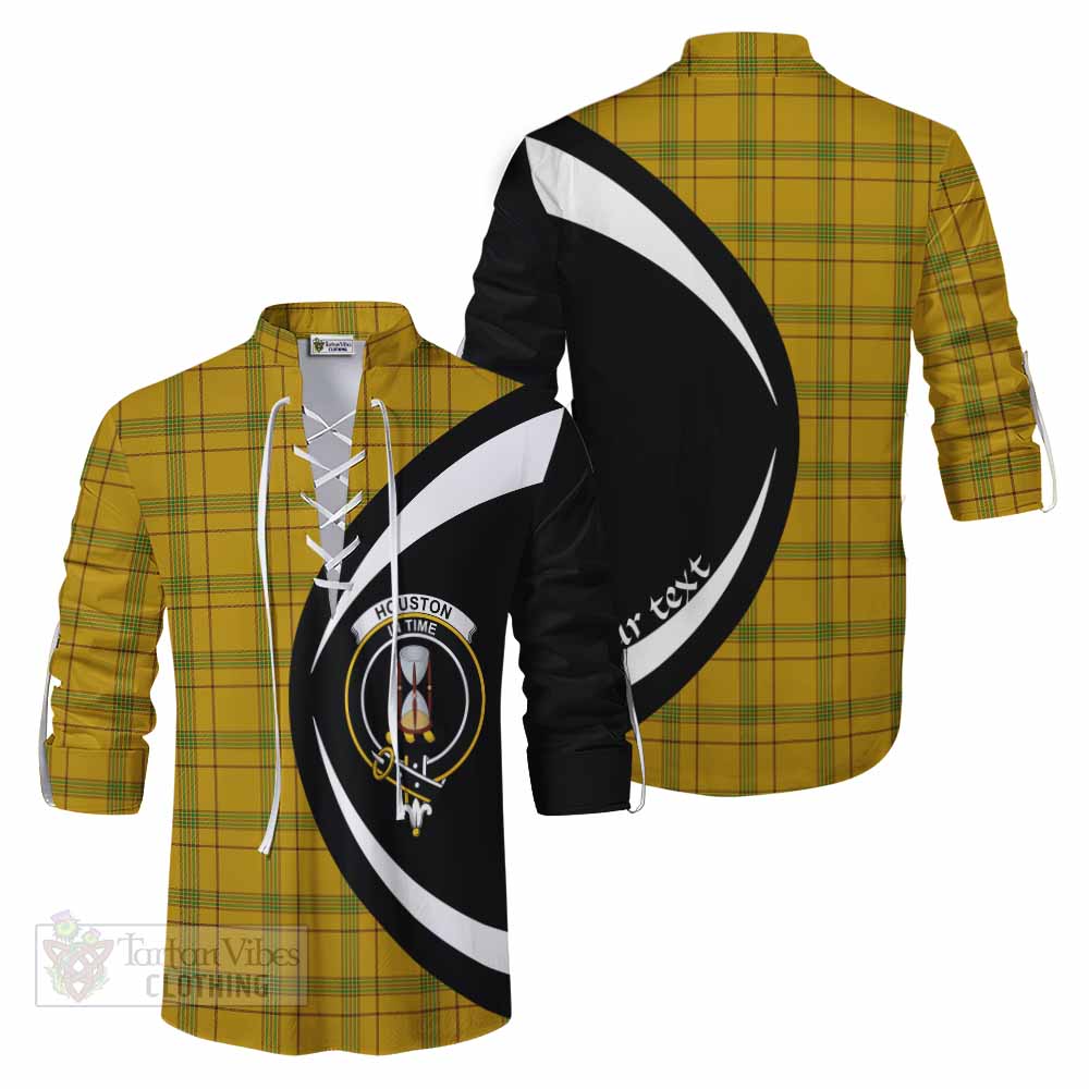 Tartan Vibes Clothing Houston Tartan Ghillie Kilt Shirt with Family Crest Circle Style