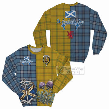 Houston Tartan Sweatshirt Happy St. Andrew's Day Half Tartan Style