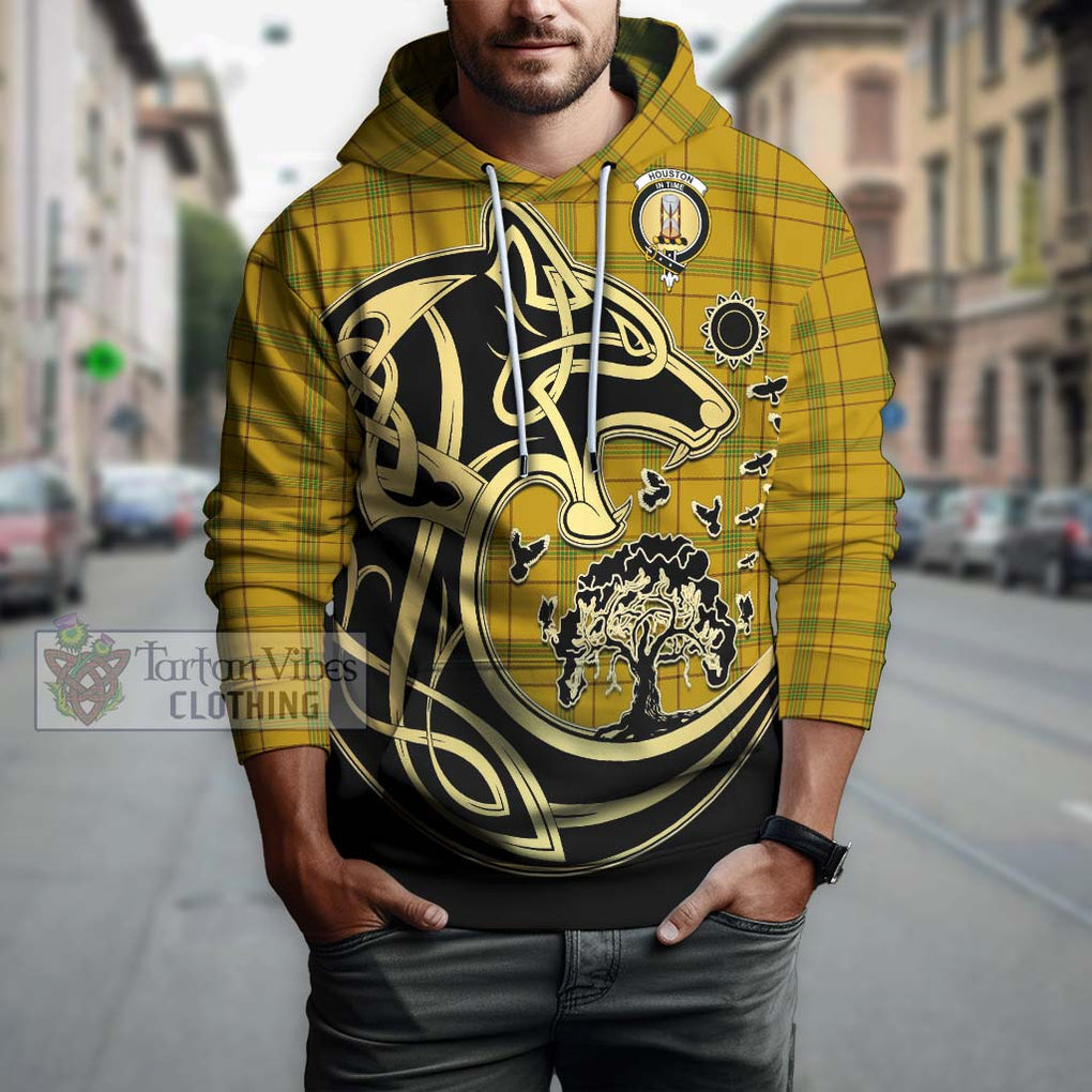 Houston Tartan Hoodie with Family Crest Celtic Wolf Style Zip Hoodie - Tartan Vibes Clothing